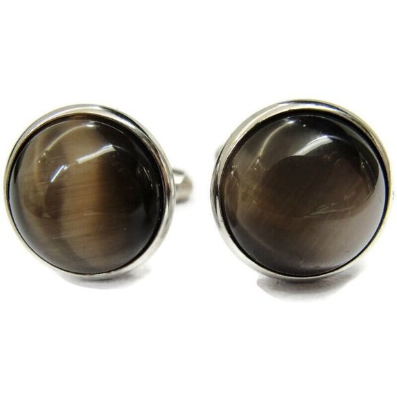 BachRach Silver Tone Cufflinks Round In Original Box - Picture 4 of 16